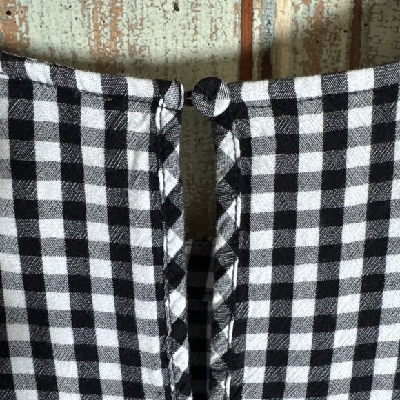 Daniel Rainn Black Gingham Womens L 3/4 Sleeve Blouse Ruffle Flared Cuffs - Picture 7 of 9